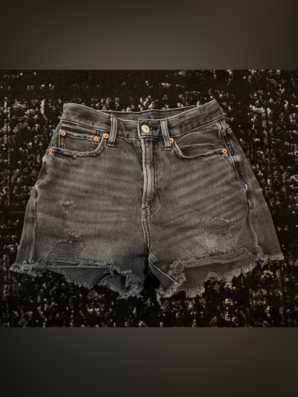 American Eagle Outfitters Black Distressed High-Rise Jean Shorts